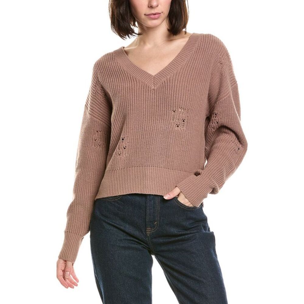 Labiz Womens Lalamia V-Neck Sweater, Brown